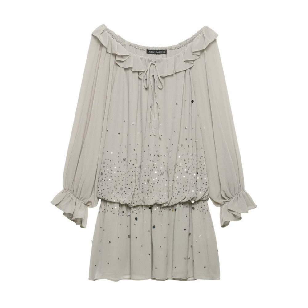 ZARA Shiny Layered Embellished Short Dress